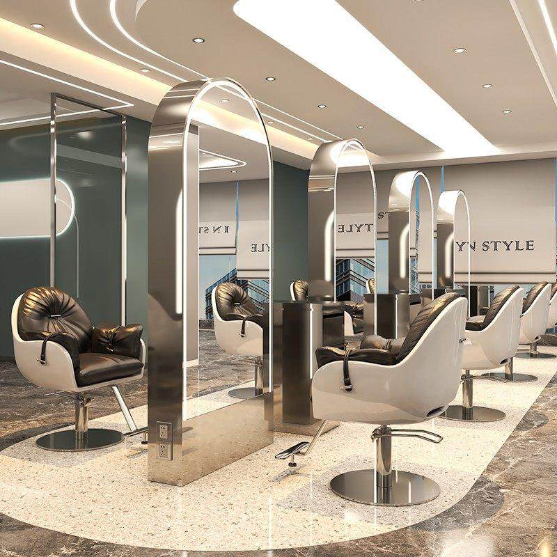 网红理髲店镜台发廊专用简约美发店镜子带LED灯落地单双面剪发镜,商业/办公家具,理发镜台,淘宝优惠券,粉丝福利购,淘宝优惠卷