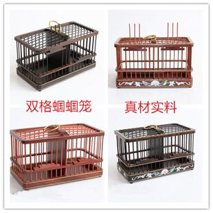 蝈蝈笼 纯手工大号镶嵌双层双格蝈蝈笼子 爬行鸣虫扎嘴笼子经典款