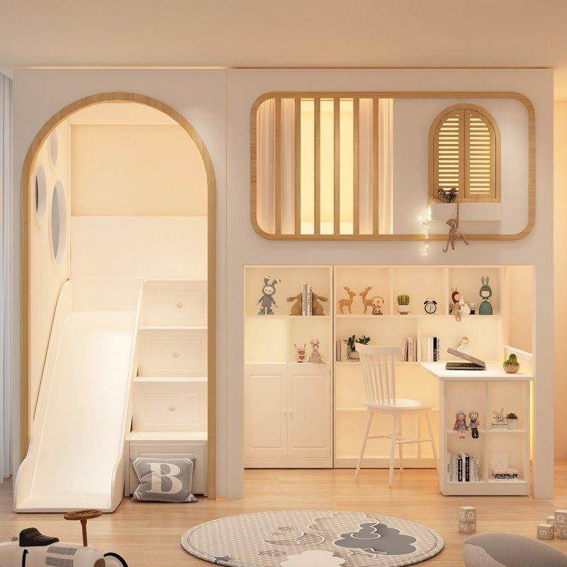 儿童高护栏上下铺高低床带书桌衣柜一体床女孩树屋床交错式组合,住宅家具,高低/子母床,淘宝优惠券,粉丝福利购,淘宝优惠卷