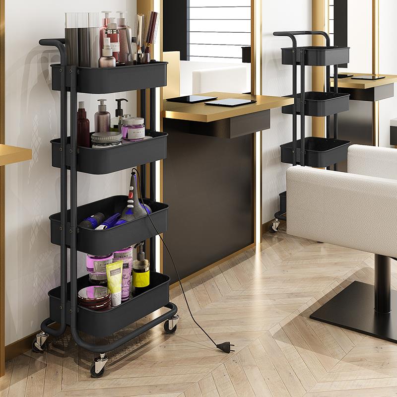 理发店小推车置物架带轮子可移动四层美容院客厅卧室储物收纳架子