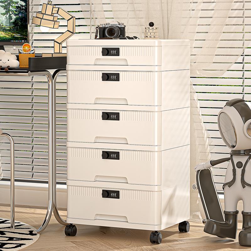 带锁收纳柜抽屉式桌下可移动密码锁收纳柜保管重要物品上锁文件柜