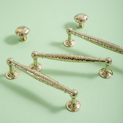 INDOORS意大利锤纹实心纯黄铜金色电镀不褪色法式家具抽屉长拉手