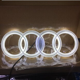 适用于奥迪中网前标灯A1A3A4L A5A6A7Q5Q7改装汽车标志动态流光灯