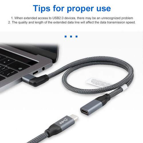 极速10RSZ0W PD 5A Cuvd USB3.1 Type-C Extension Cable 4K @60H
