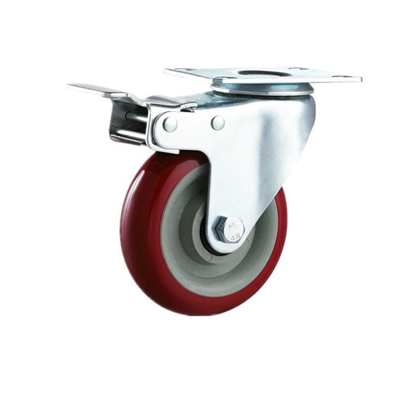 3寸中型聚氨脂轮5寸煞车脚轮4寸万向轮子滚轮PU轮角轮子軲辘滑轮