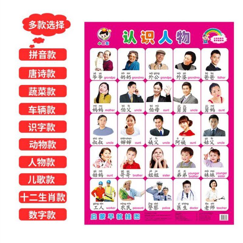 极速婴幼儿童早教海报新生婴儿贴画画报胎教益智学习图片墙贴包邮