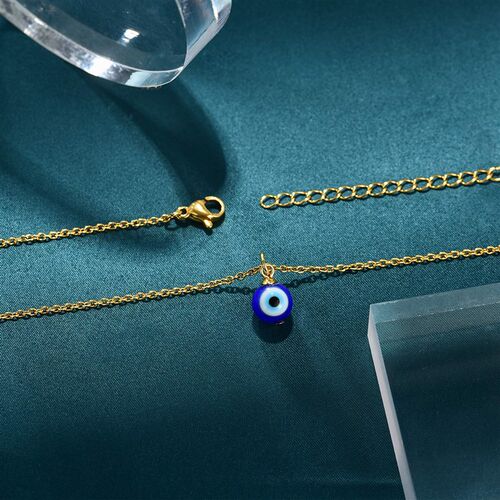 好货Evil Eye Chain Blue Amulet Pendant Necklace Ojo Turco Ka