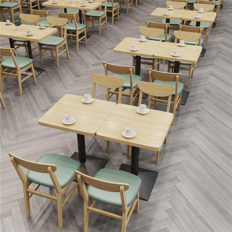 定制小吃奶茶店实木桌椅汉堡日料食堂咖啡饭厅美食城商用卡座组合
