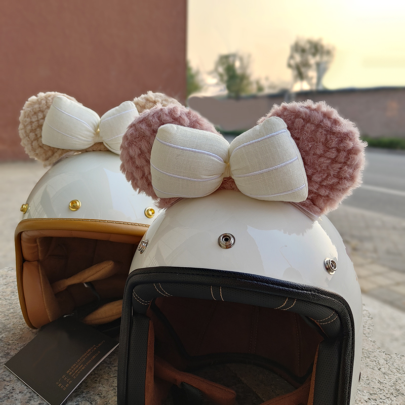 达菲头盔装饰大熊猫耳朵摩托车滑雪盔摩托车机车男女骑士改装配件