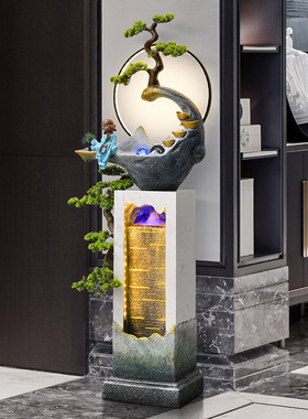 招财摆件假山流水喷泉室内禅意底座客厅茶室水景中式开业办公石材