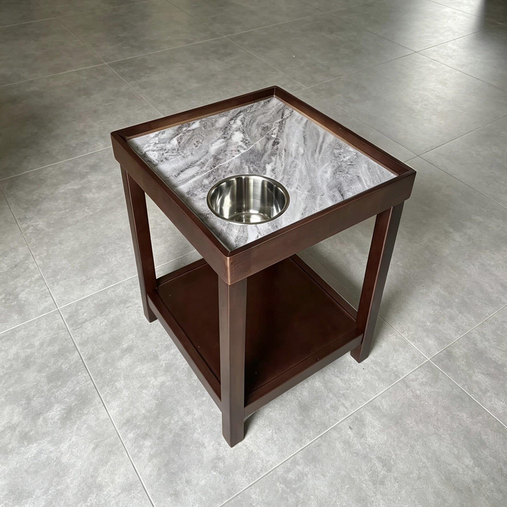 高端棋牌室麻将桌边岩板茶几角几机边几茶水架烟灰缸置物架茶水桌