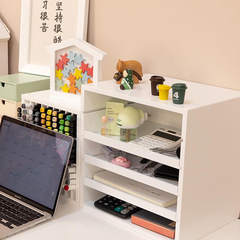 多层桌面置物架a4文件肠粉收纳盒办公桌打印机抽屉式信盘分类书架