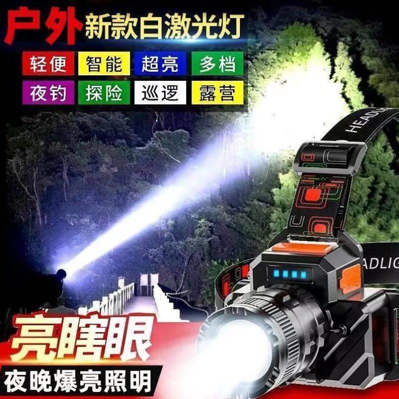 .LED头戴式强光头灯超亮工地充电户外夜钓鱼远射超长续航感应矿灯