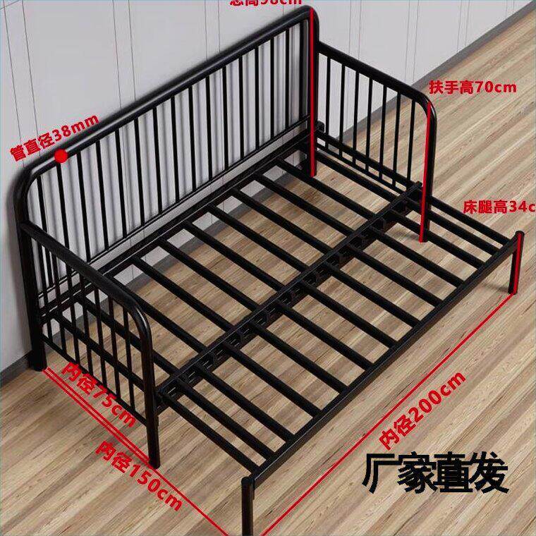 小户型二合一多功能单人伸缩铁艺沙发床折叠两用2025新款铁架1米2