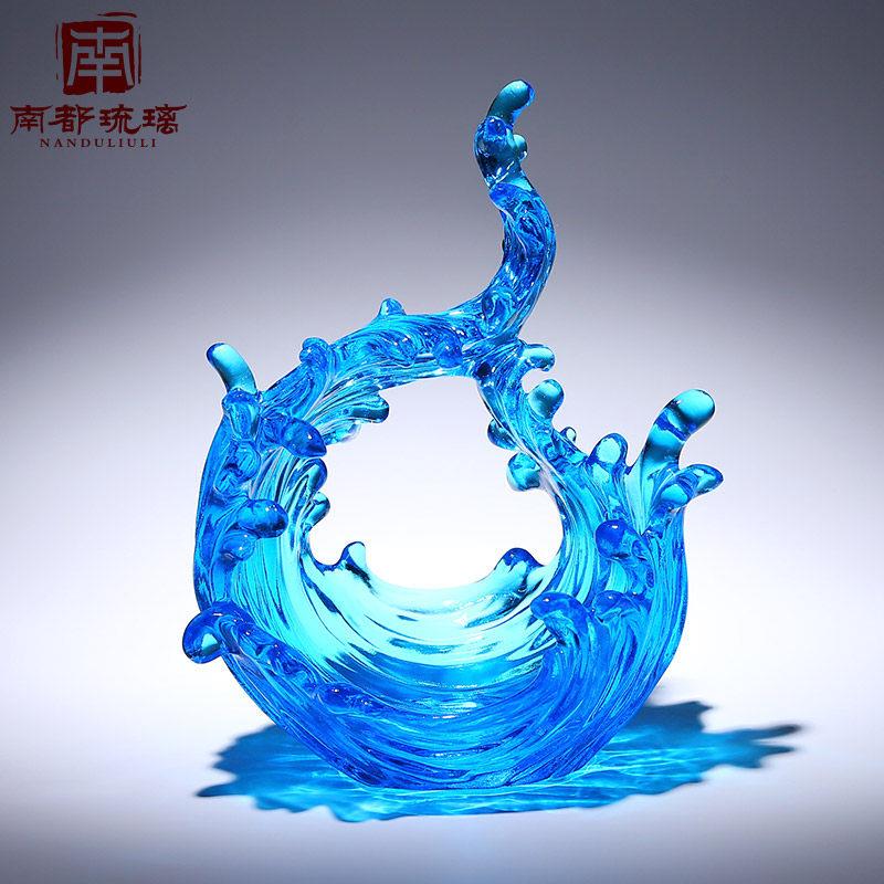 手工琉璃艺术品客厅办公室风生水起摆件玄关轻奢高档乔迁新居礼物