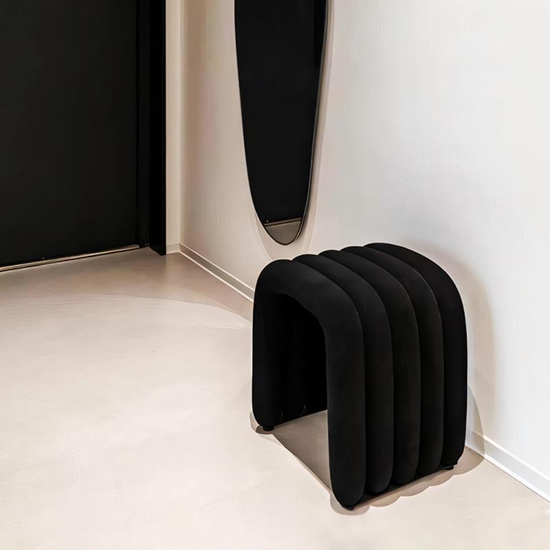 法式梳妆台化妆椅家用换鞋凳轻奢高级感坐墩衣帽间黑色穿鞋矮凳子