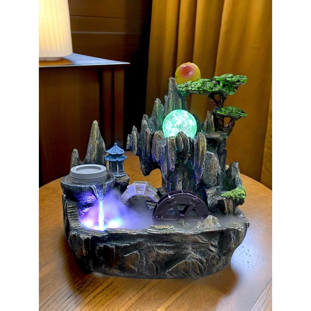 小假山流水喷泉招财鱼缸摆设开业乔迁工艺礼品家居装饰风水轮摆件