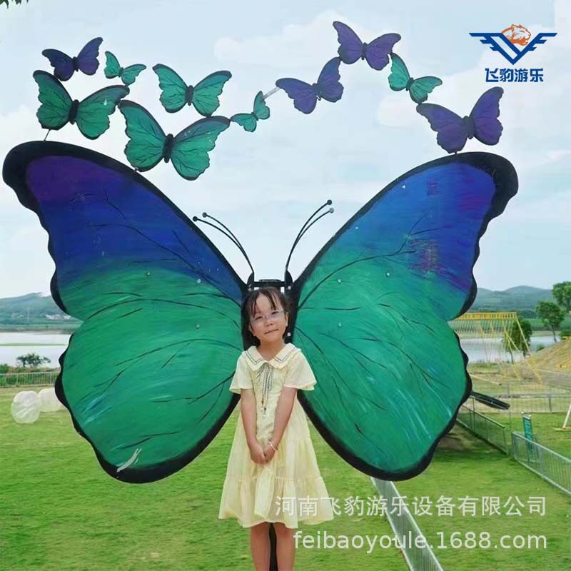 厂家定制景区引流网红打卡蝴蝶翅膀秋千互动拍照天使之翼游乐设备