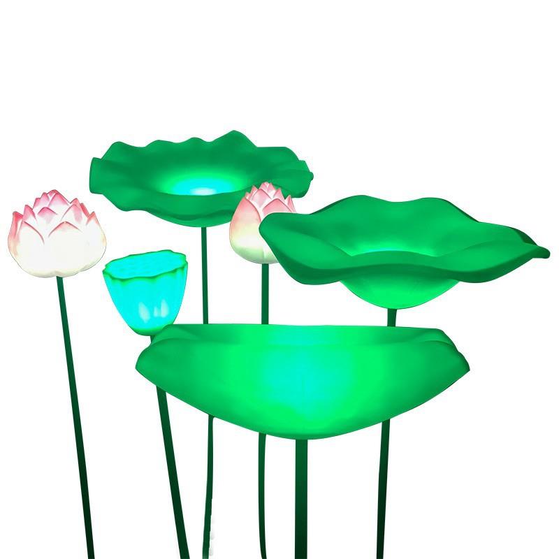led水池防水荷花造景灯池塘景观装饰植物发光景色小灯