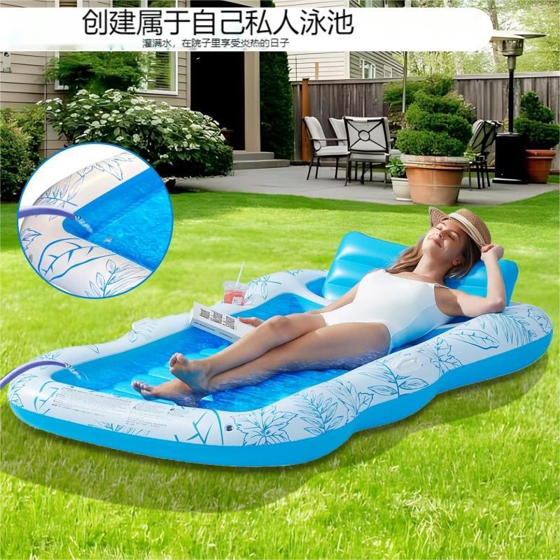 厂家批发生产PVC充气成人浮排 pvc双人浮床 水上充气沙发可折叠