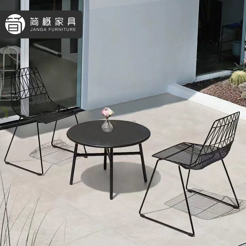 别墅庭院桌椅组合休闲酒店民宿家具室外阳台花园茶桌椅三件套套装