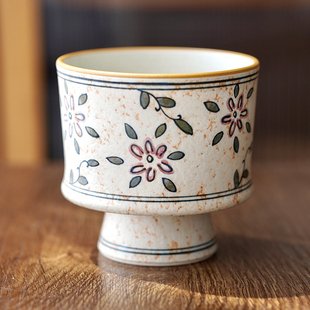 丛一好物汐月堂手作复古青花陶瓷化妆土咖啡杯手绘拉花拿铁高脚杯