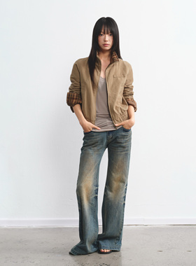 LINY LIBERTY 25SS 复古设计感格纹翻领飞行夹克女外套2025新款