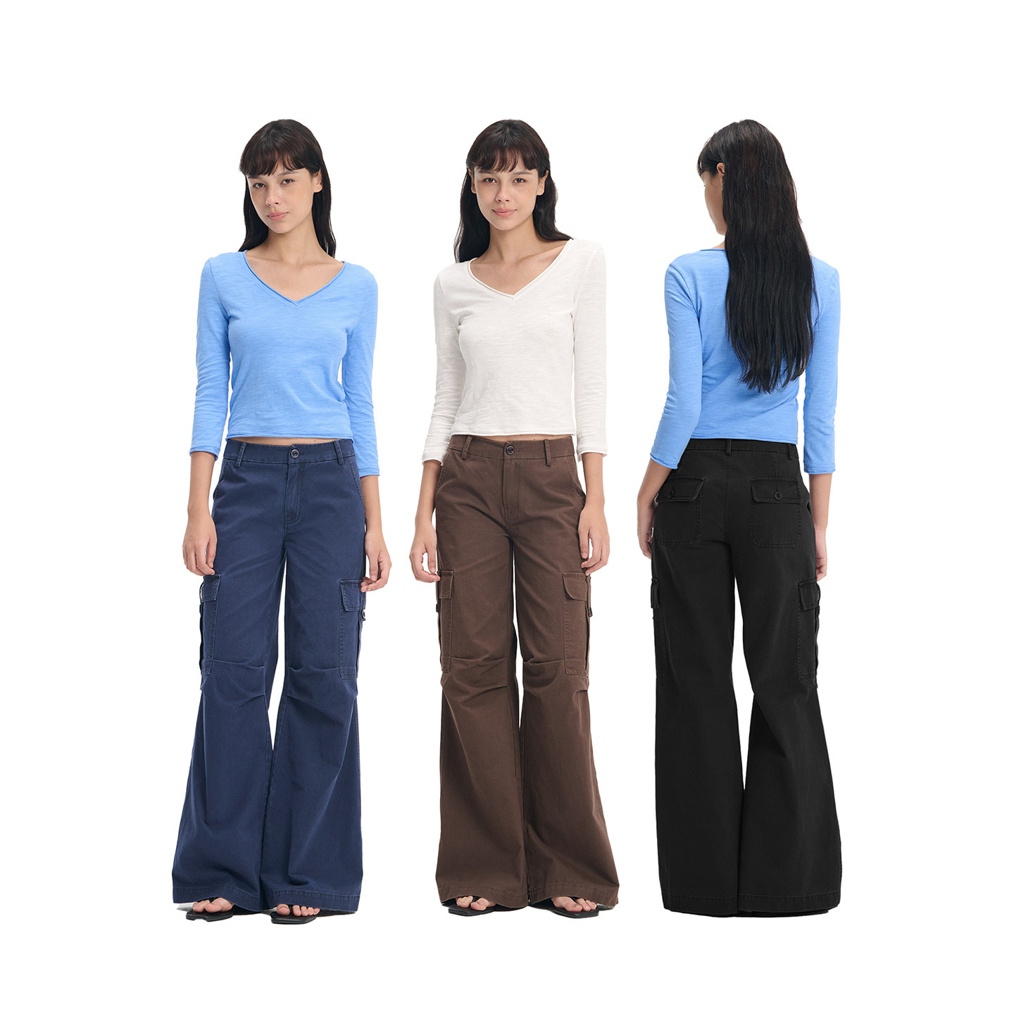 LINY LIBERTY 26AW 复古做旧水洗立体工装长裤女高腰阔腿休闲裤