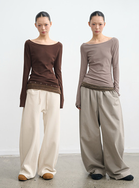 LINY LIBERTY 25AW 设计感拼接条纹修身长袖打底衫内搭女新款上衣