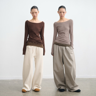 设计感拼接条纹修身 25AW 长袖 打底衫 上衣 LINY 内搭女新款 LIBERTY