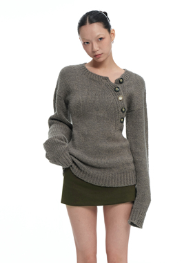 LINY LIBERTY 24SS 小众设计感粗针羊毛收腰毛衣mini裙裤套装