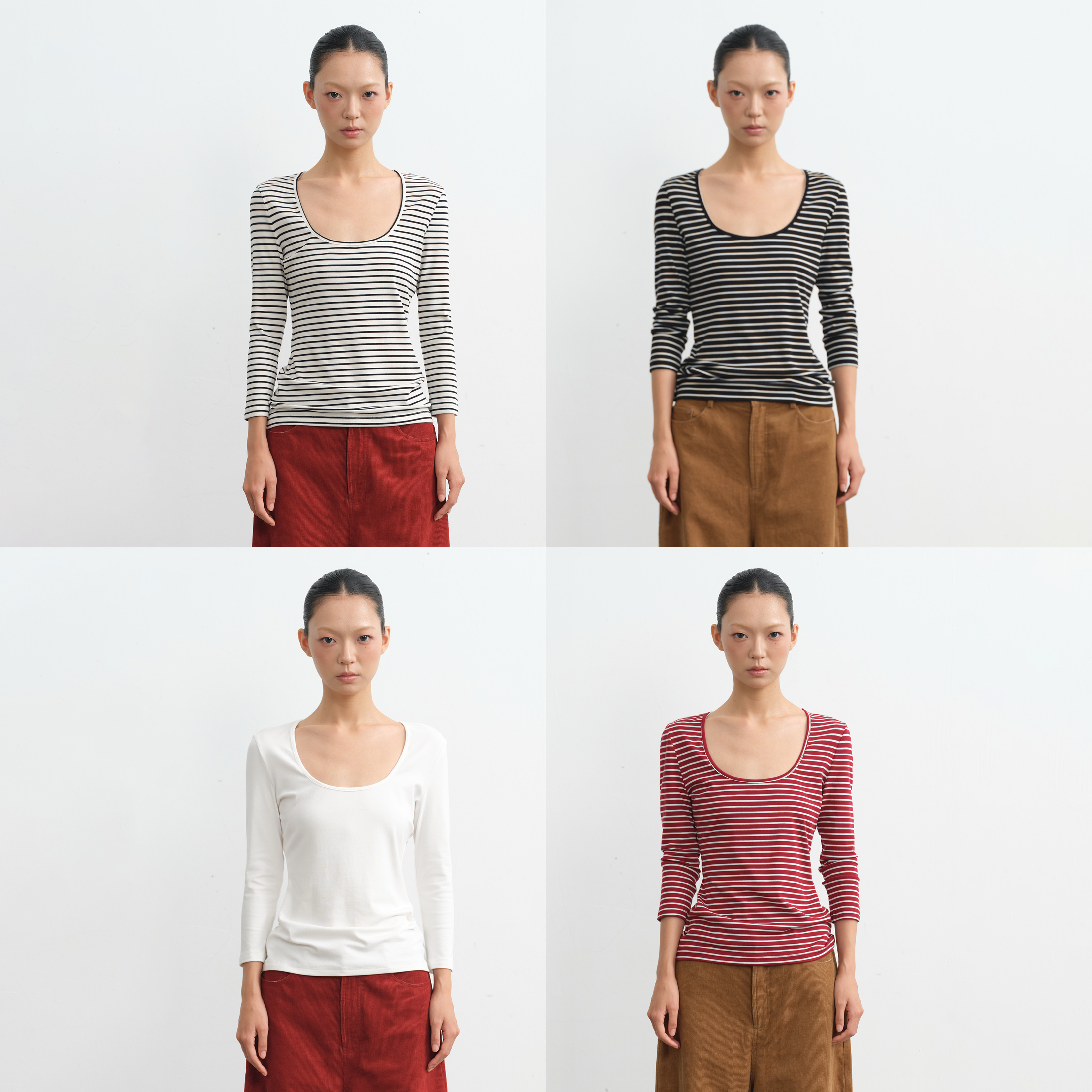 90天丝莱赛尔设计感U领长袖T恤女