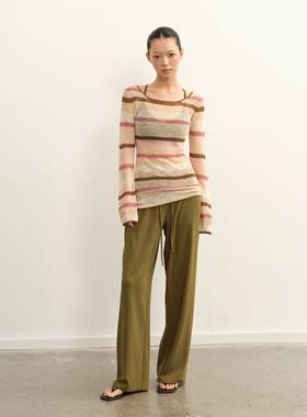 LINY LIBERTY 25AW 可露丽风修身圆领条纹针织T恤女显瘦长袖上衣