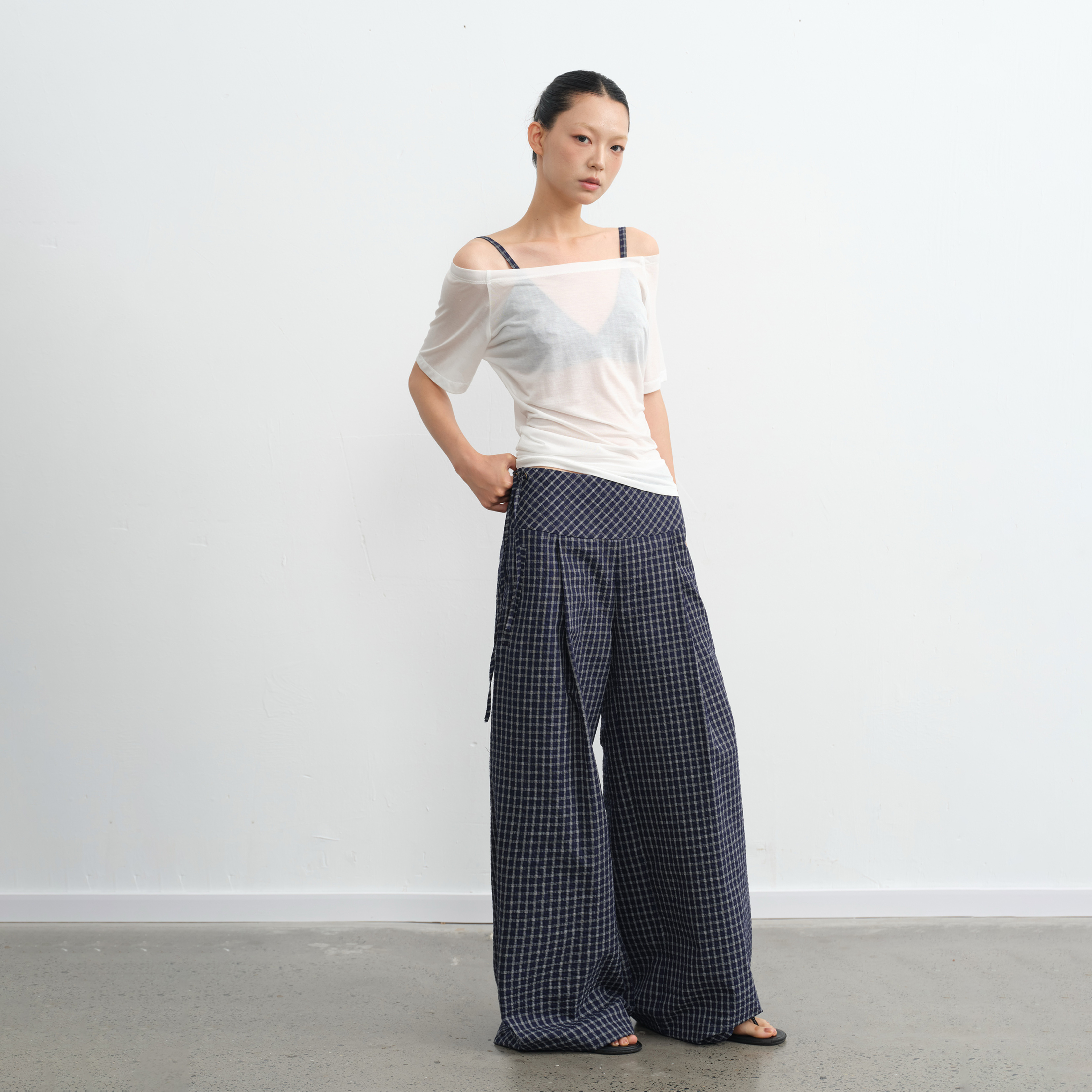 100%天丝莱赛尔一字肩短袖T恤