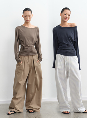 LINY LIBERTY25SS 90天丝莱赛尔设计感针织长袖T恤女收腰修身上衣