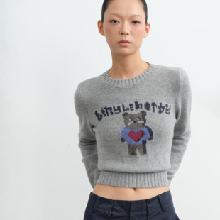 毛衣女短款 LINY 复古设计感卡通熊提花针织长袖 25AW 上衣 LIBERTY