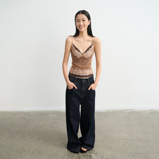 设计感波点蕾丝拼接吊带背心女V领T恤上衣外穿 26SS LINY LIBERTY