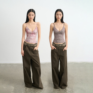 复古风晕染印花双层V领吊带背心女夏无袖 26SS 上衣 LIBERTY LINY