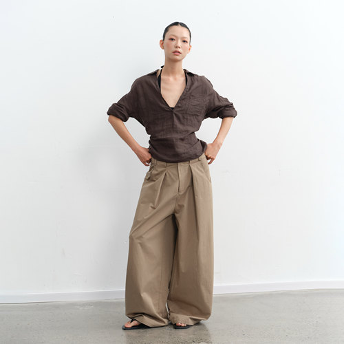 100%苎麻极简风微宽松长袖衬衫