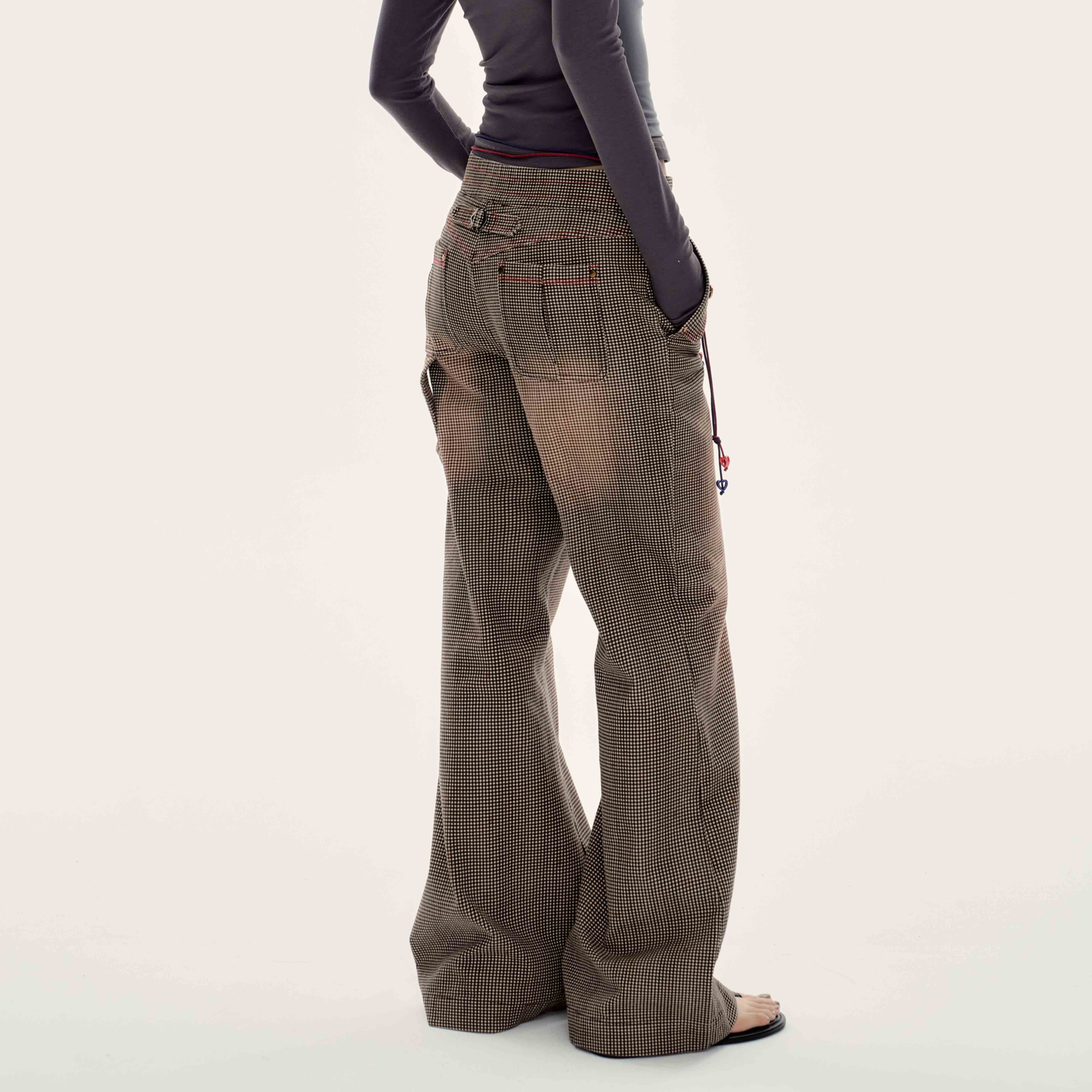 复古重工水洗牛仔微喇长裤