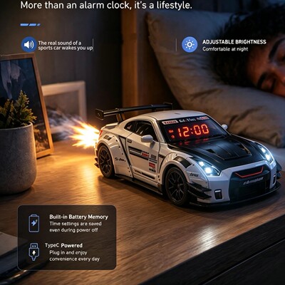 现货 跑车闹钟Hyper Car Alarm Clock喷雾超跑引擎声浪光效闹钟