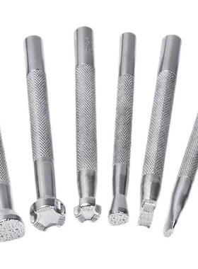 手工DIY手缝皮艺6只装植鞣革皮雕印花工具套装 皮具皮包 雕刻敲花