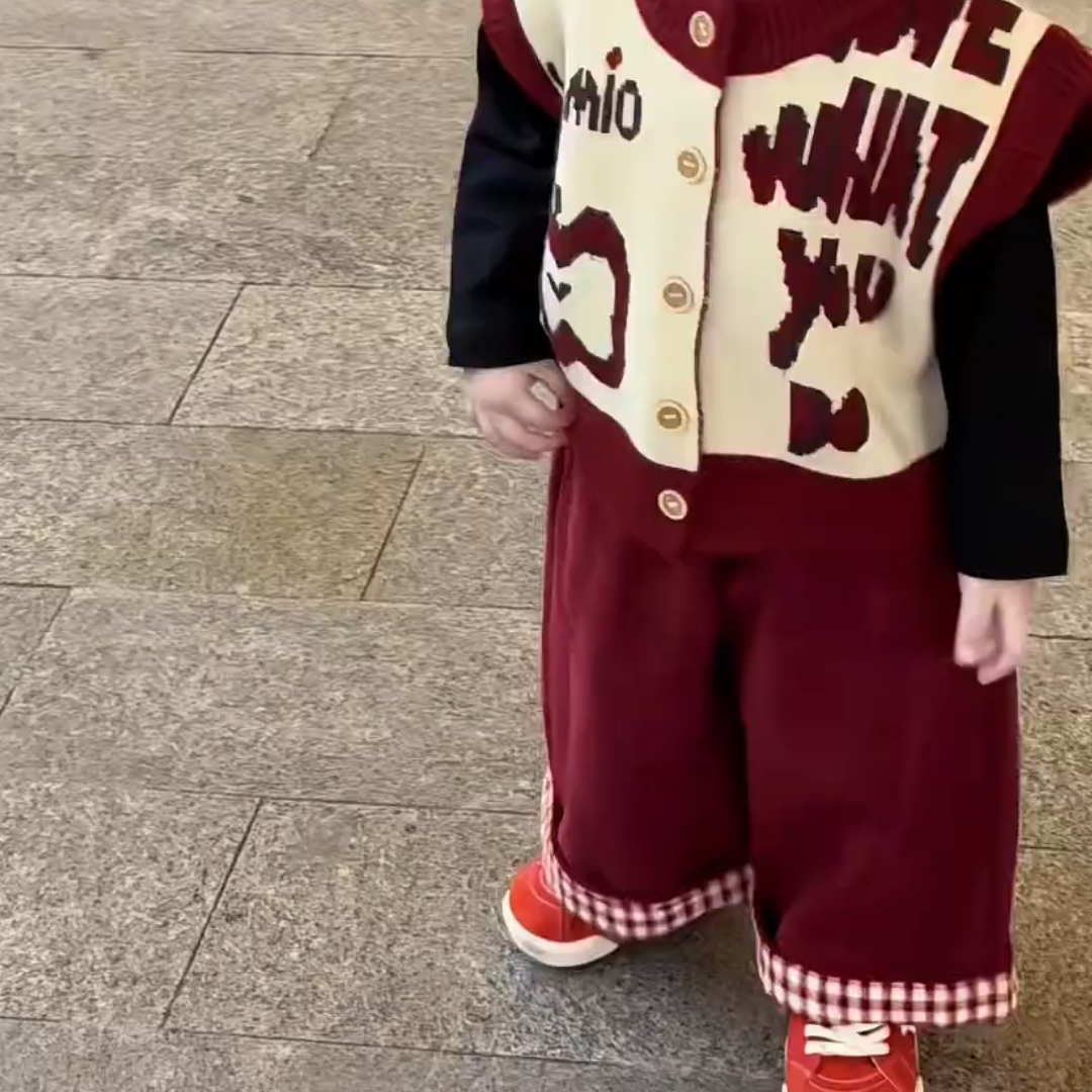 女童套装2025秋冬新款儿童毛衣马甲韩版女宝背心休闲阔腿裤两件套