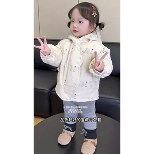 女童冬季加绒加厚棉衣外套2025新款儿童拉链保暖防风可爱休闲百搭