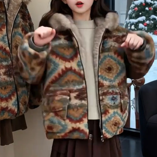 冬季加绒加厚女童外套2026新款女孩大童洋气时髦儿童保暖棉衣冬装