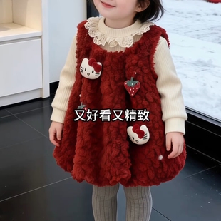 2025女童连衣裙秋冬装洋气女宝宝两件套周岁礼服儿童套装冬季潮