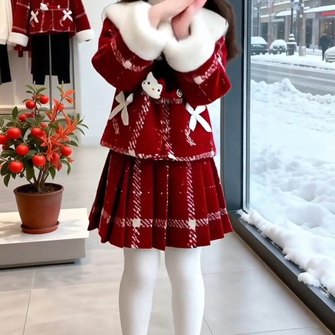 女童秋冬装小香风套装2025冬季新款儿童夹棉外套裙子两件套拜年服,童装/婴儿装/亲子装,套装,淘宝优惠券,粉丝福利购,淘宝优惠卷