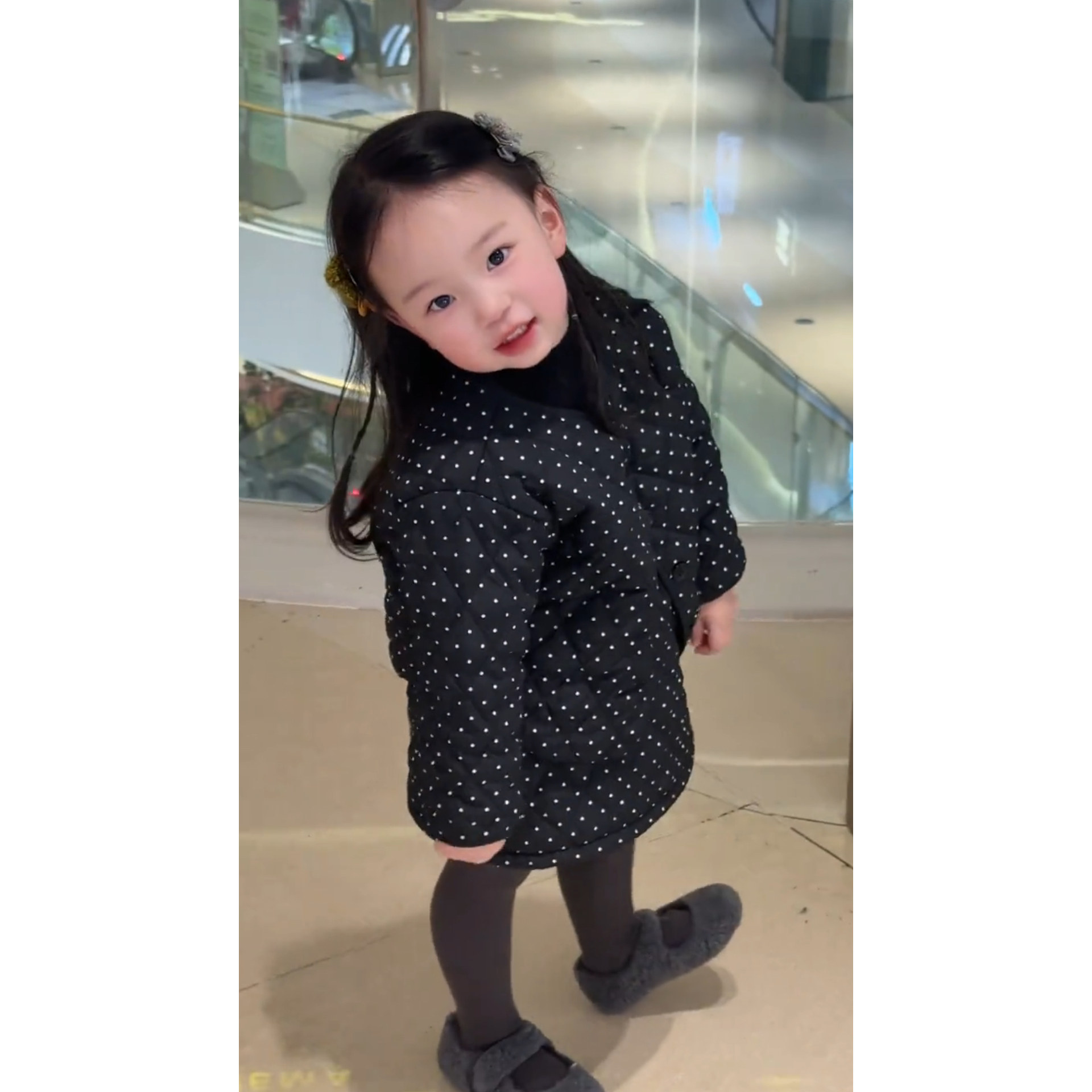 女童加厚波点呢子套装2024秋冬新款童装儿童毛呢外套半身裙两件套