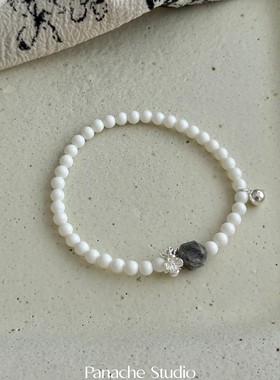 PANACHE 韩系灰白小众设计清新小花手串 冷淡风气质复古简约手链