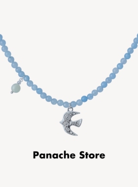 PANACHE 定制款海蓝宝月光石燕归来串珠项链 小众清新气质锁骨链